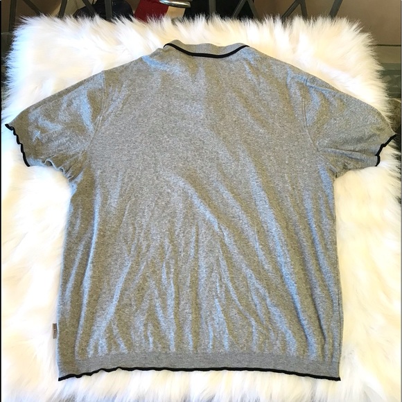 Ted Baker polo shirt grey cotton stretchy tee button up collar top - Picture 3 of 15